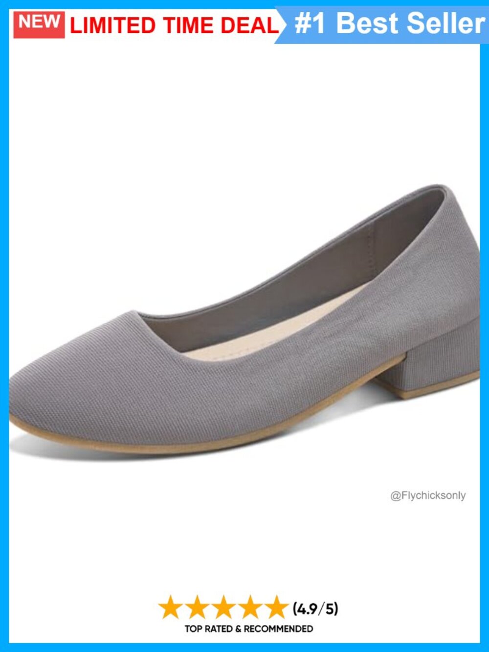 Women's Low Block Chunky Heel Pumps Closed Round Toe Office Shoes